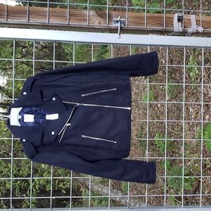NWT GAP navy wool moto L